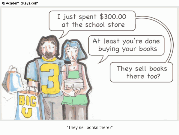 Cartoon #72, They sell books there?